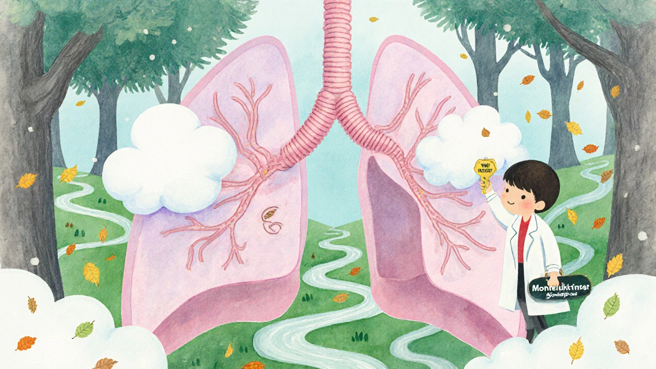 A friendly gatekeeper blocks puffy white clouds in a child&#039;s airway, represented as a forest path.