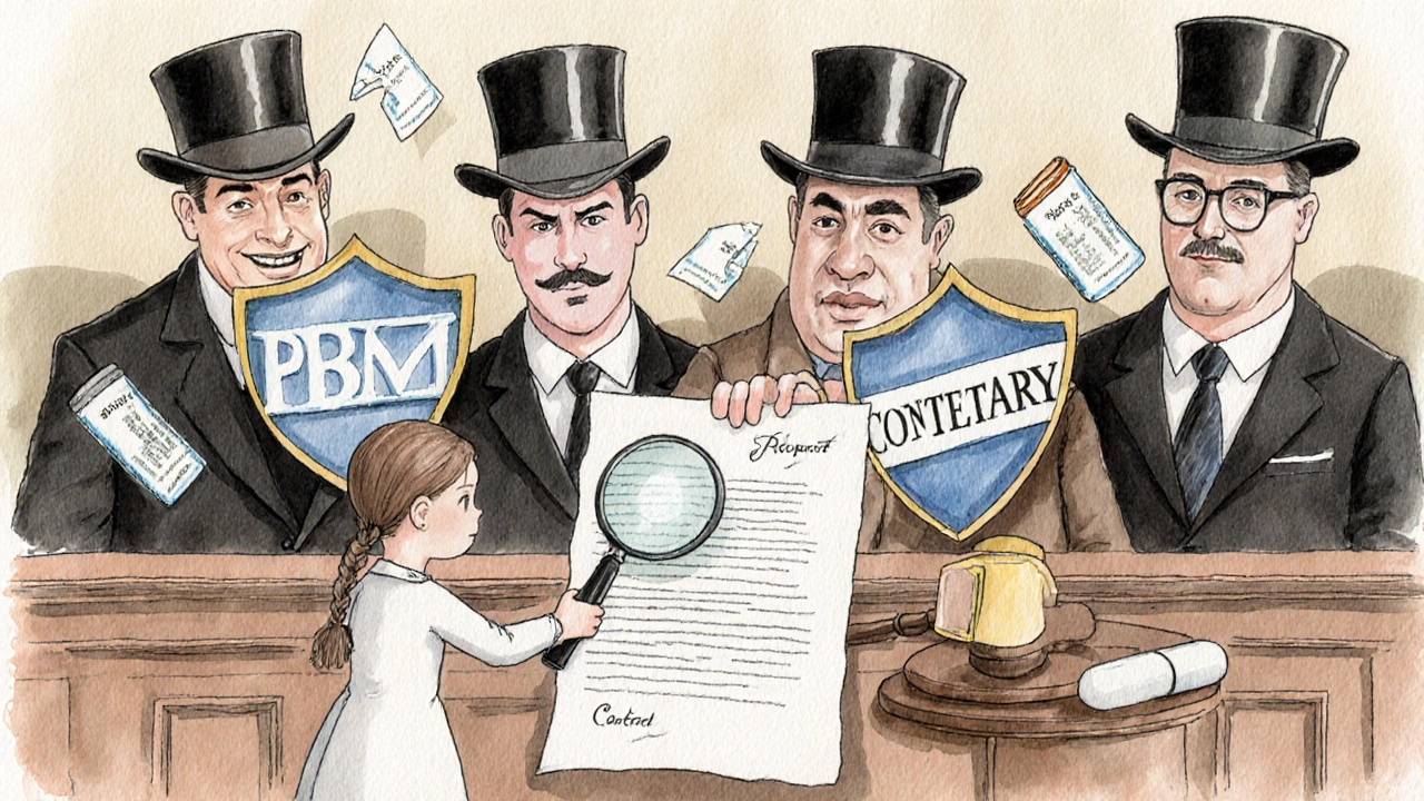 Patient exposes hidden PBM contract in courtroom while executives hide behind shields.