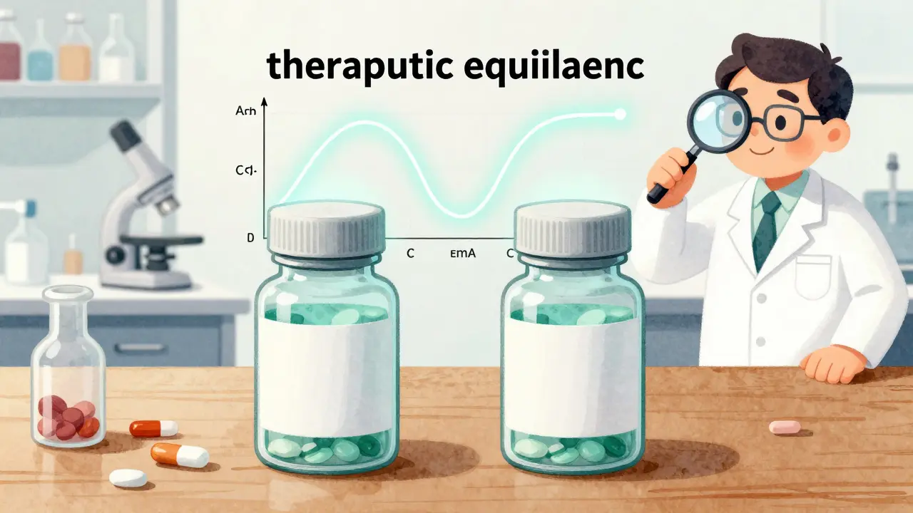 Two identical medicine bottles with overlapping scientific graphs above them